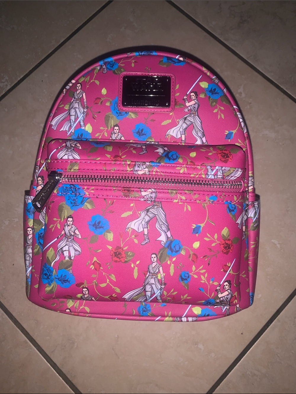 Loungefly Starwars Pink Floral Printed Mini Backpack